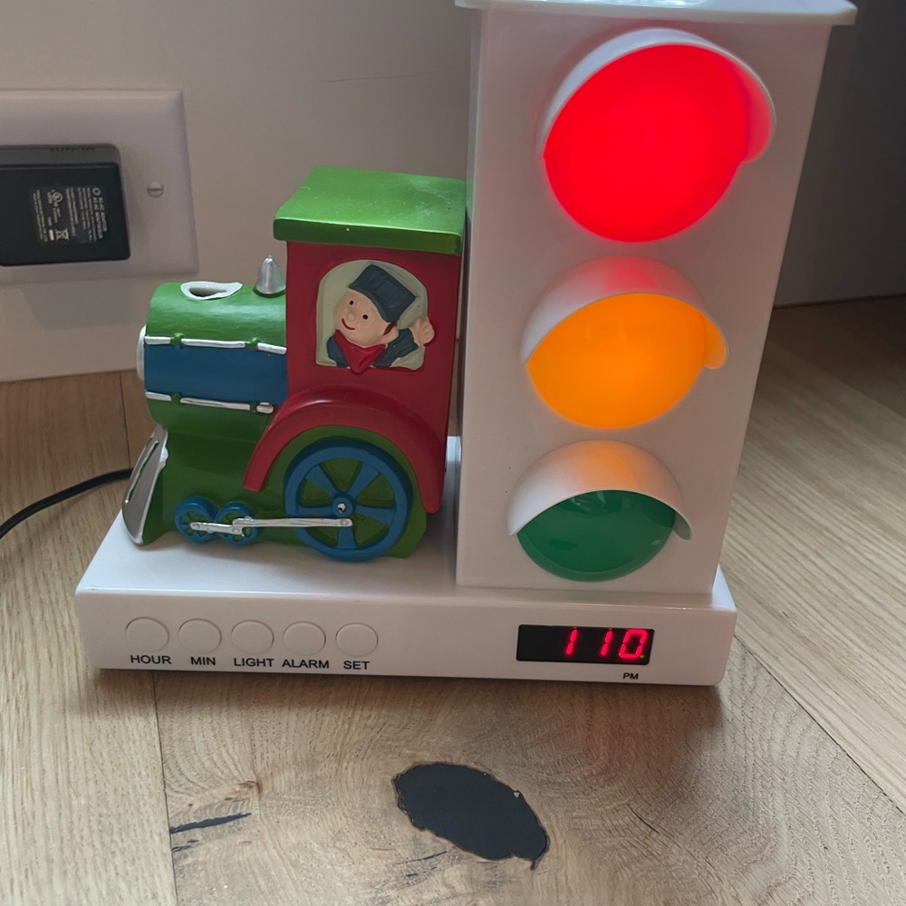 Stoplight Sleep Enhancing Clock for Kids, Green/Red Train by It’s About Time
